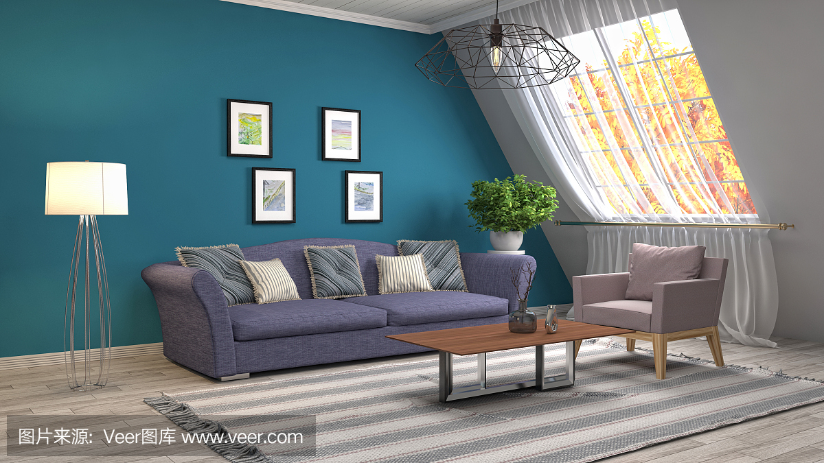 室內客廳。三維演示