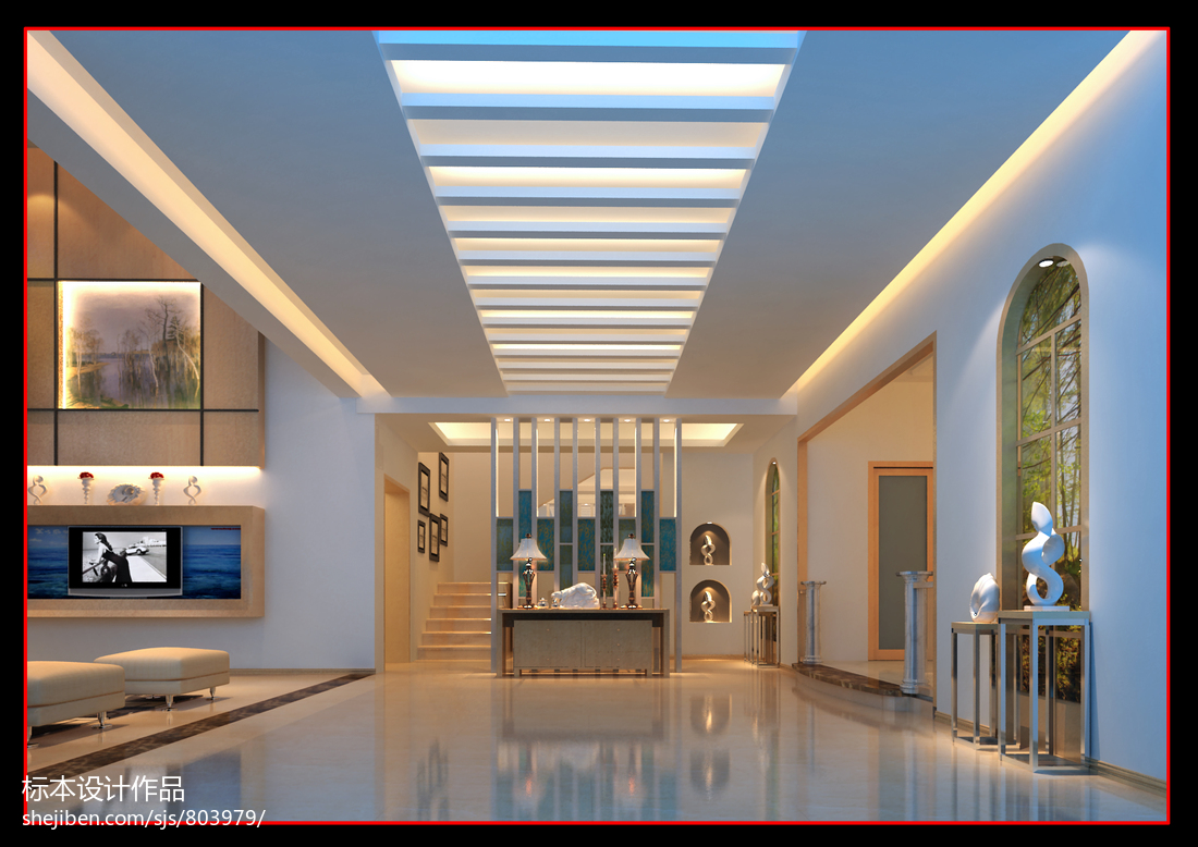 石碣麗景豪庭劉總別墅_東南亞風(fēng)格玄關(guān)淺藍(lán)色吊頂白色燈帶裝修效果圖大全2013圖片 &ndash; 設(shè)計本裝修效果圖